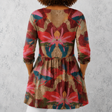 Sarah | Chemisier long en lin avec un motif floral tropical artistique