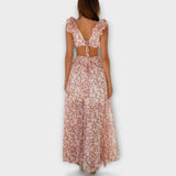 Elin - Maxikleid mit Rüschensäumen und Cut-Out-Details