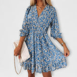 Robe à manches bouffantes fleuries pour femmes