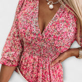 Blumiges Puffärmelkleid für Damen