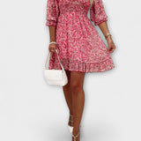 Robe à manches bouffantes fleuries pour femmes