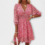 Robe à manches bouffantes fleuries pour femmes