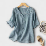 Bethli™ | Chemise en lin avec col Claudine