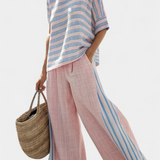 Cecília - Set aus Bambus-Leinen in Rosa