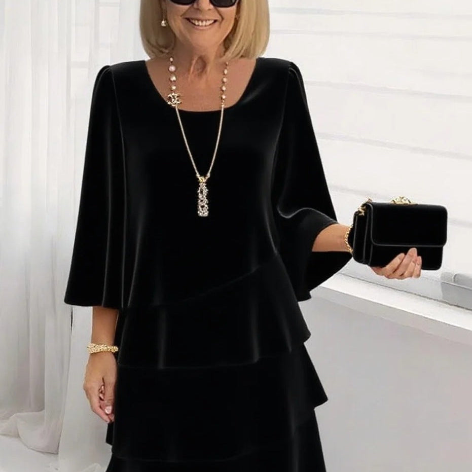 Maria – Elegantes Midi-Kleid mit Volants