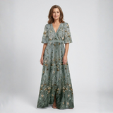 Melodi – Langes Blumenmaxikleid mit V-Ausschnitt