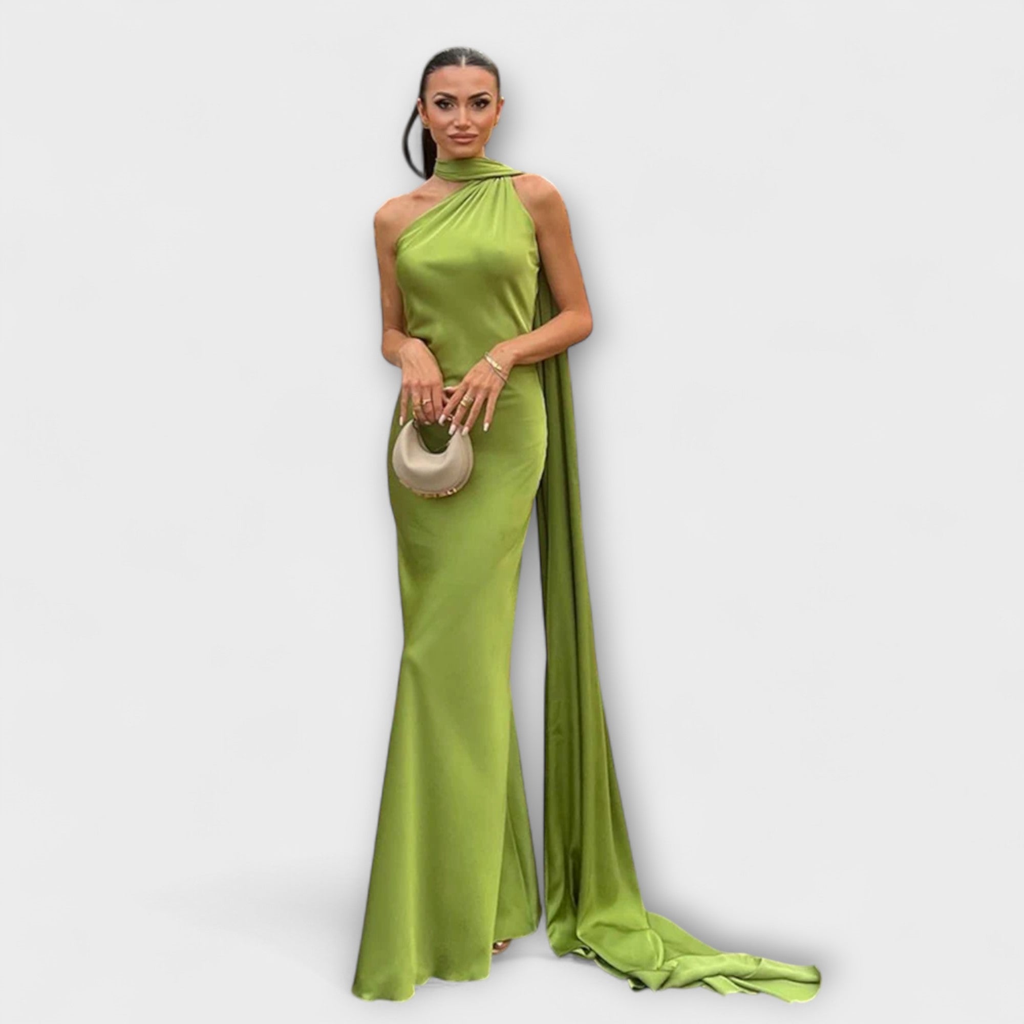 Schickes Off-Shoulder Halter Maxikleid