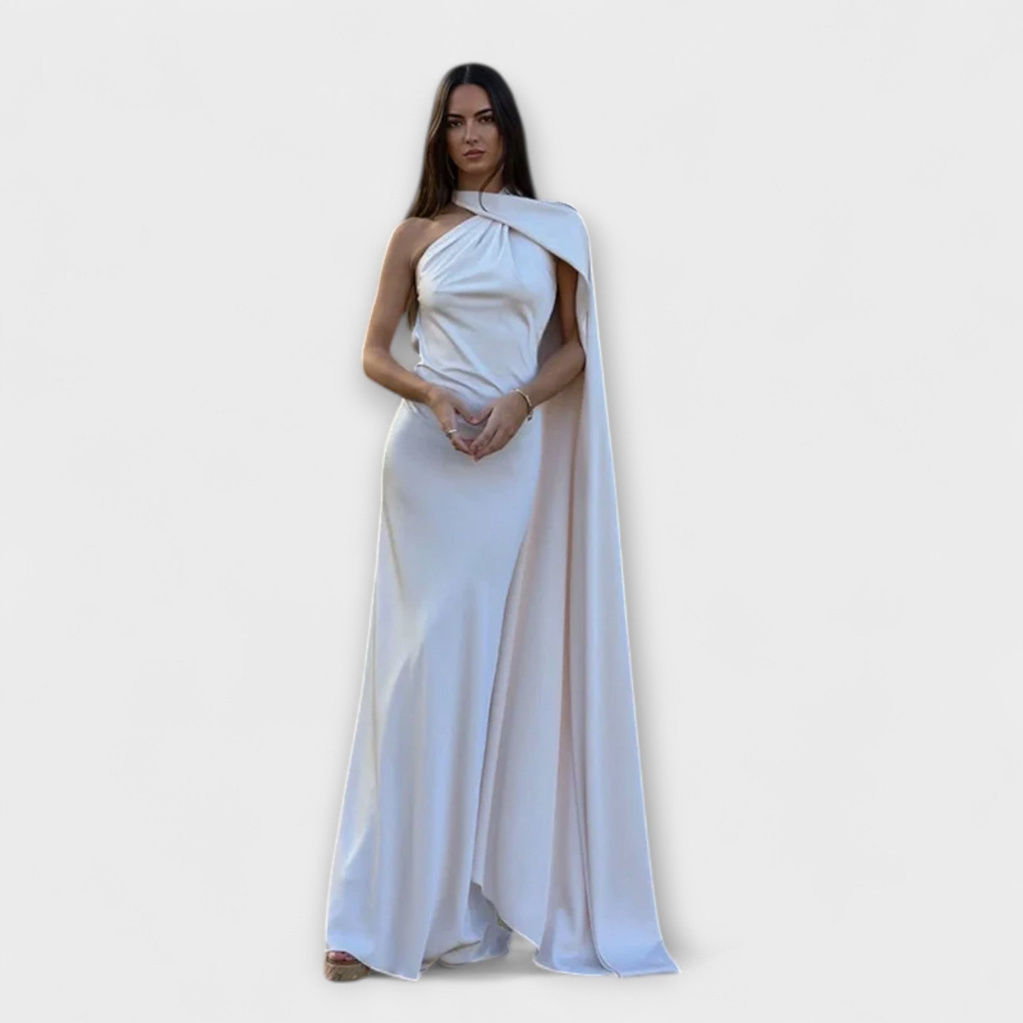 Schickes Off-Shoulder Halter Maxikleid