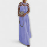 Briar - Une élégante robe maxi en tissu mélangé avec des nœuds drapés