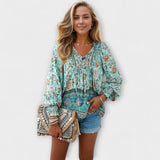 Melodie - Top à V décolleté boho avec lien
