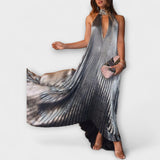 Calliope - Robe maxi A-ligne métallisée plissée