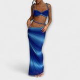 Jane - Duo Crop Top à Gradient Chic et Jupe Overskirt
