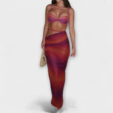 Jane - Duo Crop Top à Gradient Chic et Jupe Overskirt