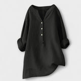 Rosmarie™ | Blouse en lin avec décolleté en V et boutonnière