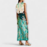 Aisling - Robe Maxi Fleurie Drapée Tordue Élégante