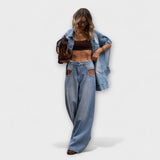 Blair - Ensemble en denim sans manches à coupe large