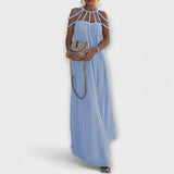 Briar - Une élégante robe maxi en tissu mélangé avec des nœuds drapés