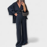 Jacqueline - Duo Top et Pantalon Décontracté à Col V