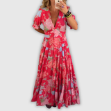 Minelda | Robe d'été élégante à fleurs avec décolleté en V
