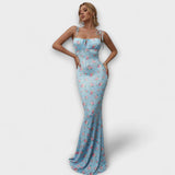 Thalia - Floral Print Prom Dress mit gebundenen Schulterträgern