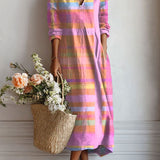 Ingeborg™ | Boho-Kleid mit Pastell-Streifen