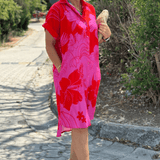 Elara™ |  Auffälliges Blumen-Midi-Hemdkleid