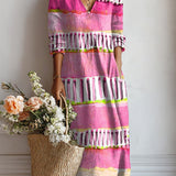 Cornelia™ | Robe Boho en Rose avec Rayures